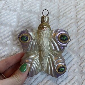 2000 Patricia Breen Flutterby Santa Handmade Neeman Marcus Glass Ornament purple